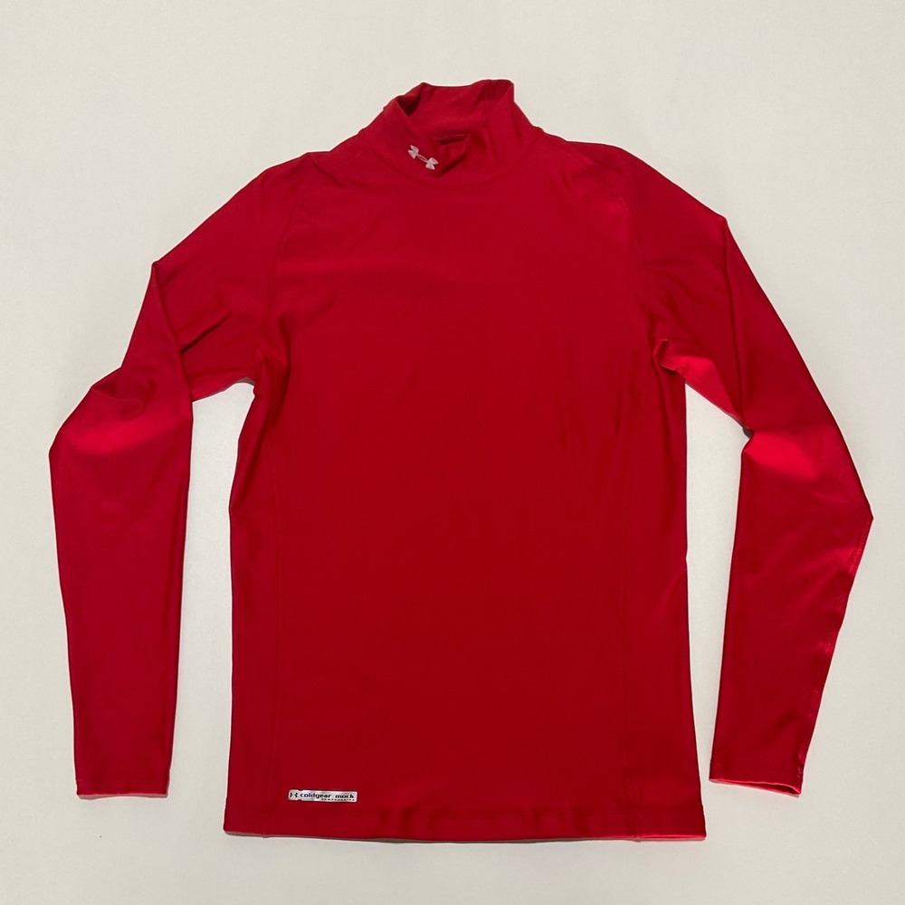 Under Armour Mens ColdGear Compression Mock Neck Long Sleeve Shirt Red XL